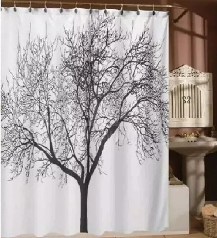 tree pattern shower curtain3