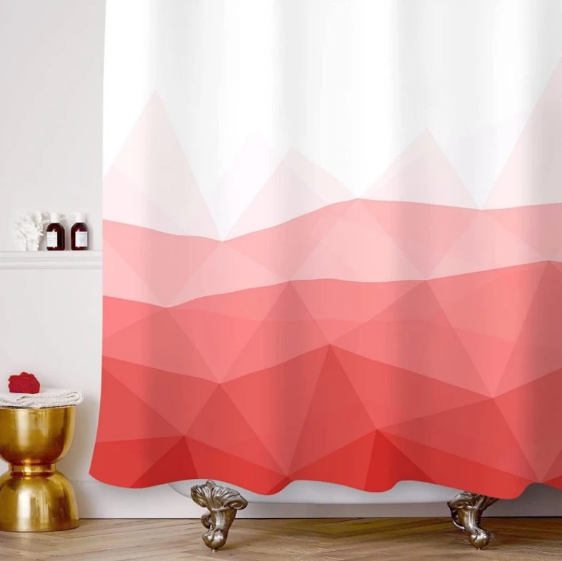 red shower curtain