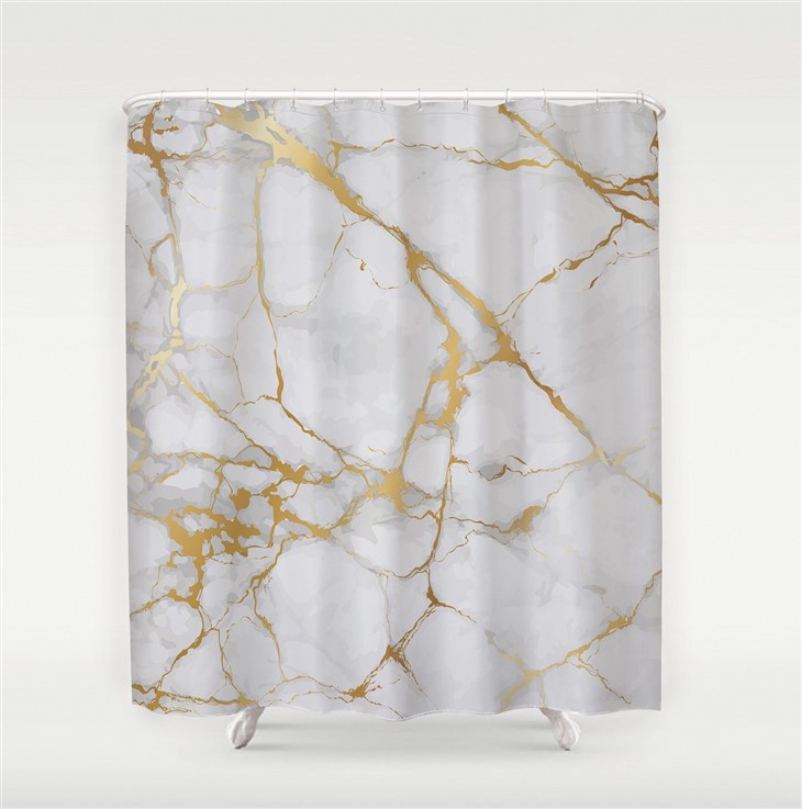 Hot High-definition Digital Printing Waterproof Bathroom Polyester Shower Curtain Marble Partition Curtain