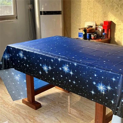 Mantel de estrella desechable, mantel desechable de plástico grueso impreso, impermeable, repelente al aceite, para fiesta de cumpleaños