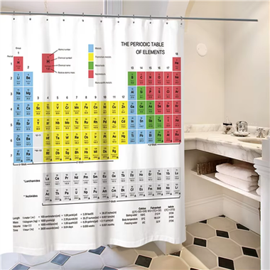 Tabla periódica de los elementos recién fábricamente Cortina de ducha Repelente de agua Cortina de baño de poliéster 3D